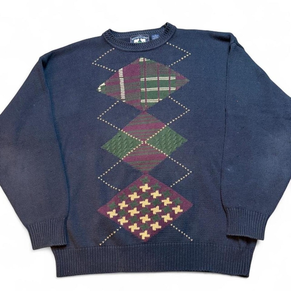 Vintage Woods & Gray 90s grandpa grunge preppy knit sweater size XL